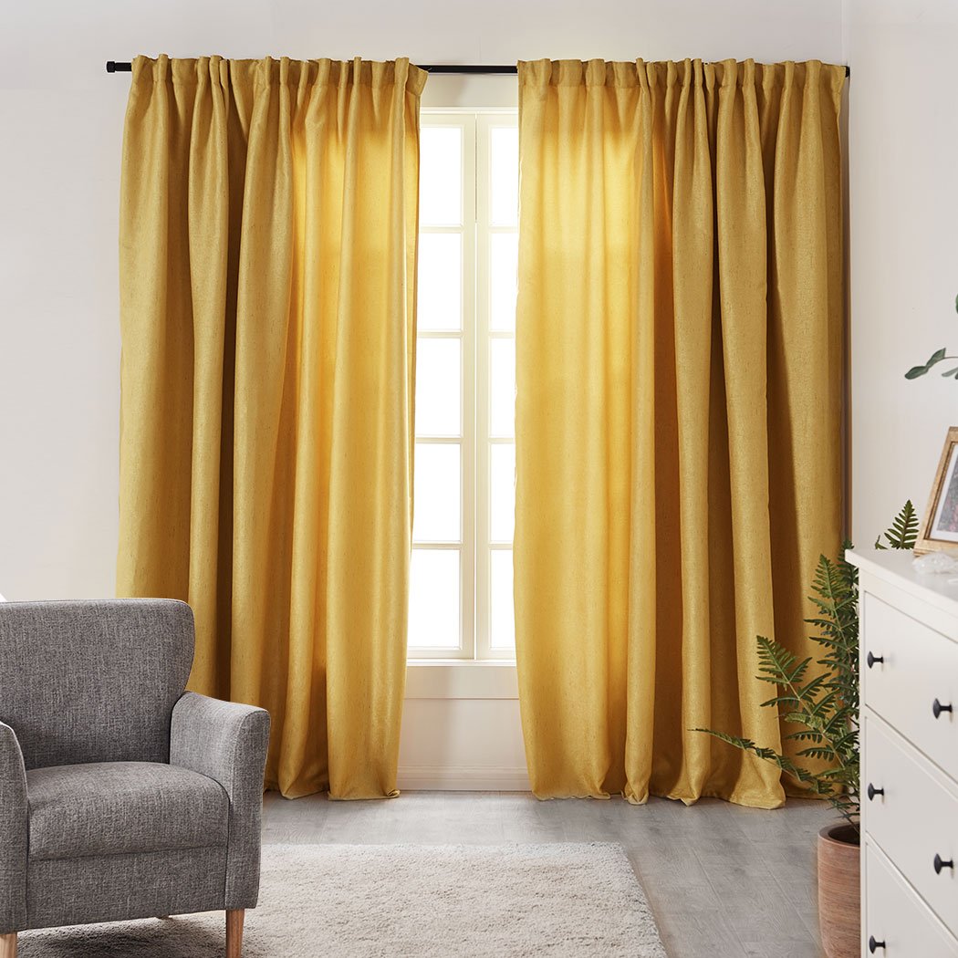 Living Room 2X Blockout Premium quality Curtains Mustard 240CM x 230CM