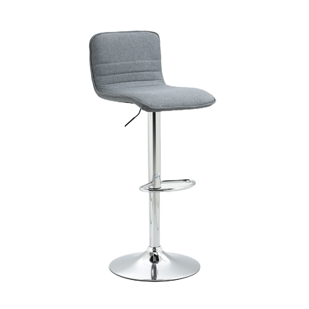 2x Counter Height Fabric Upholstered Adjustable Height Swivel Bar Stools -Grey Fabric