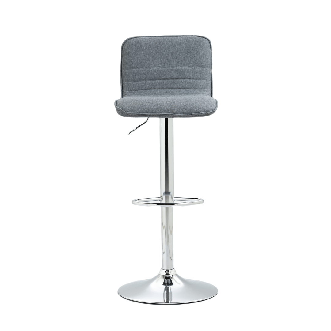 2x Counter Height Fabric Upholstered Adjustable Height Swivel Bar Stools -Grey Fabric