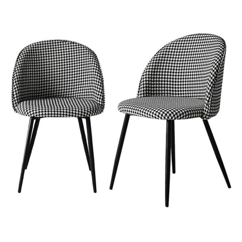 2x Dining Chairs Kitchen Cafe Lounge Chair -Black and white