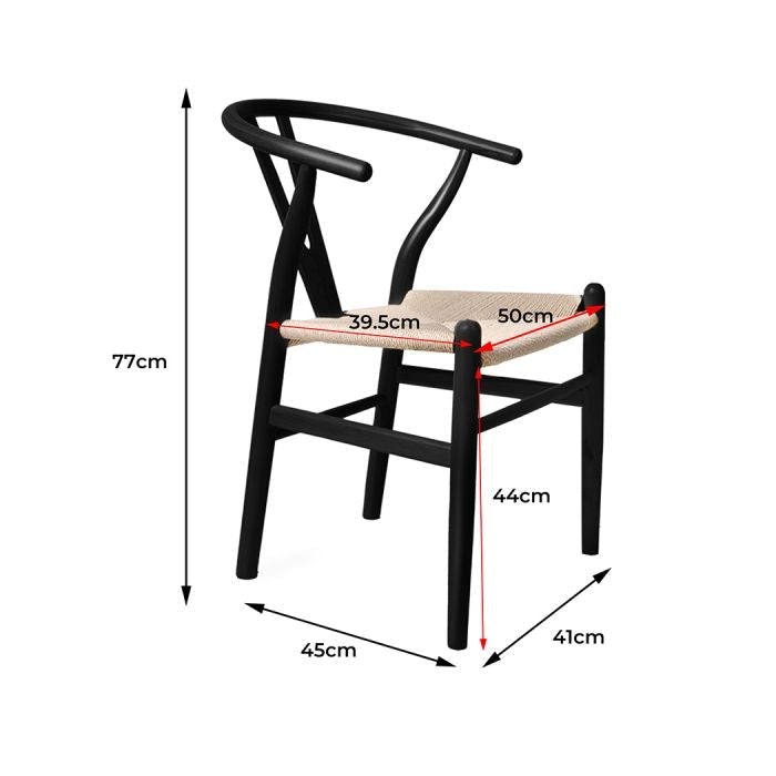 2x Dining Chairs Wooden Hans Wegner Chair-Black