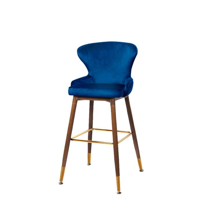 2x  Kitchen Stool Chairs Velvet Swivel Luxury Barstools Blue