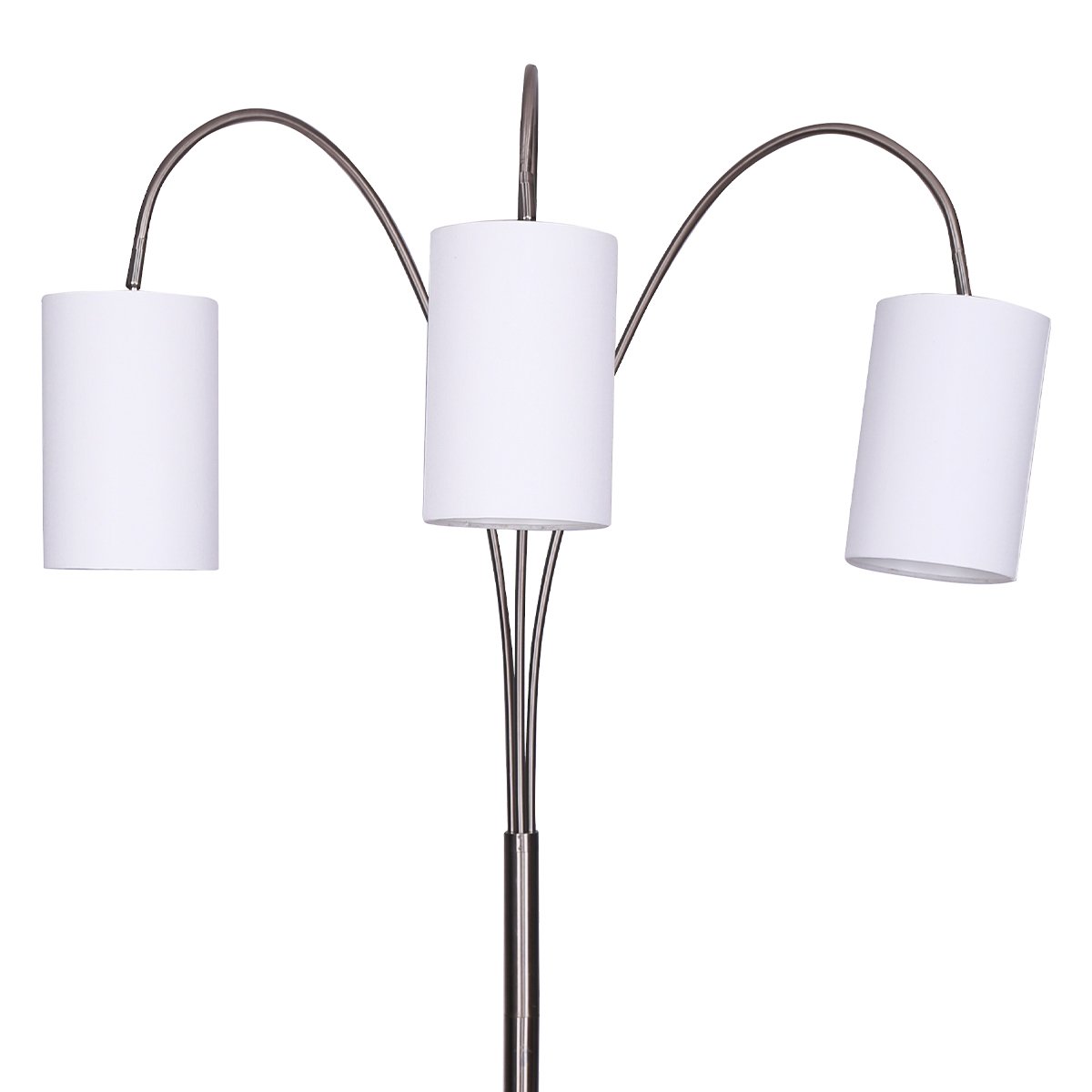 3-Light Metal Arc Floor Lamp - Nickel & Marble Finish