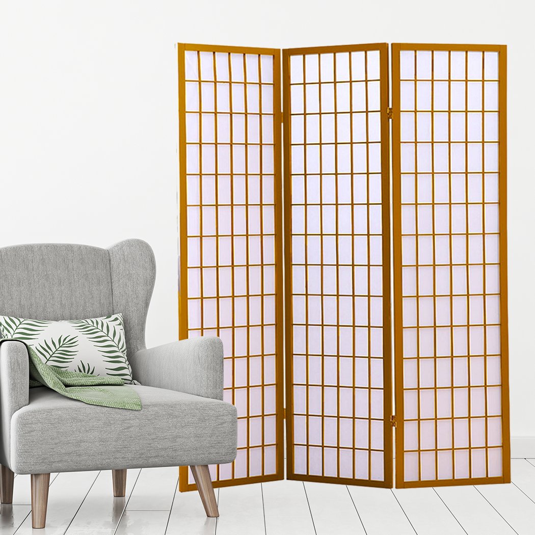 living room 3 Panel Free Standing Foldable  Room Divider Privacy Screen  Wood Frame