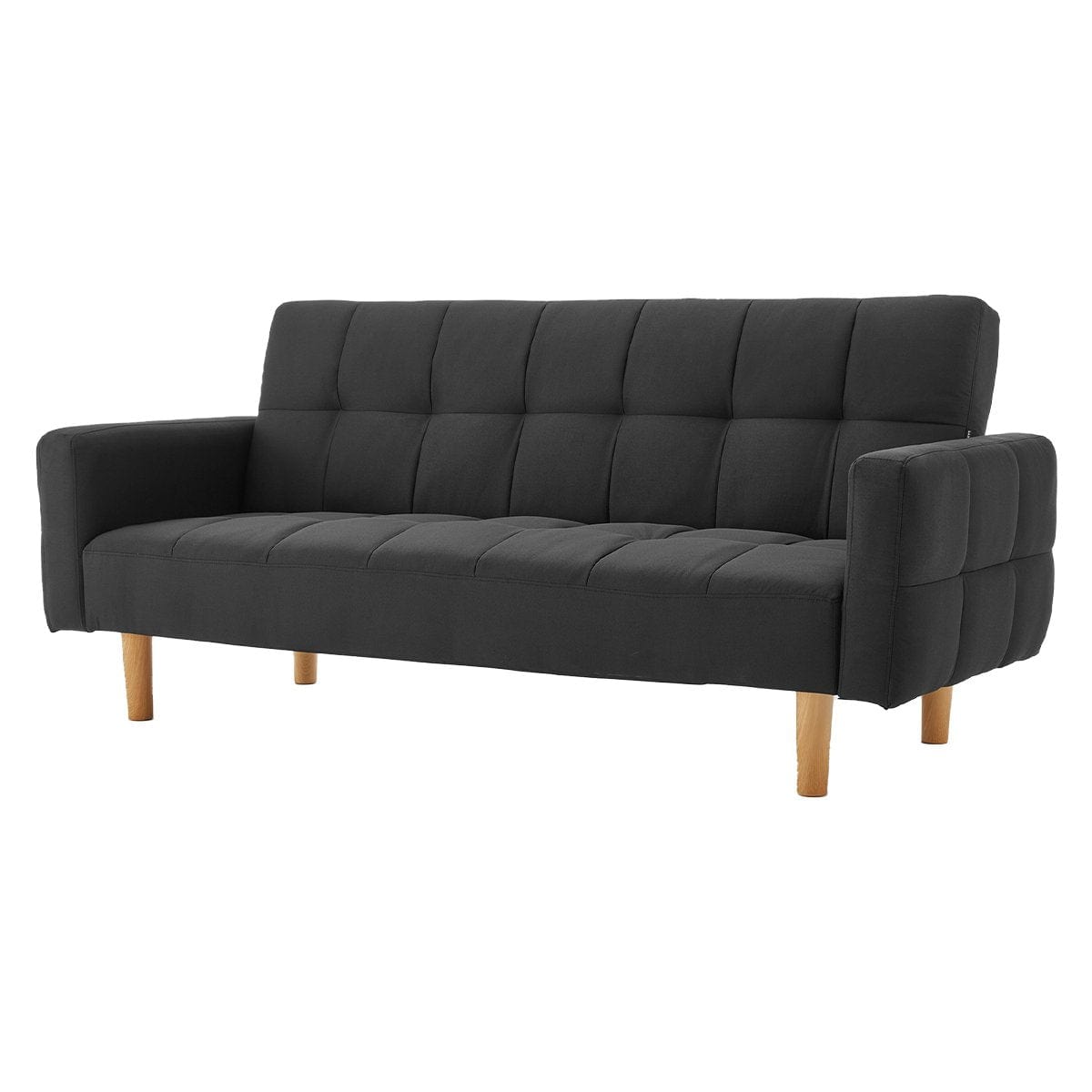 3-Seater Fabric Sofa Bed Futon - Black