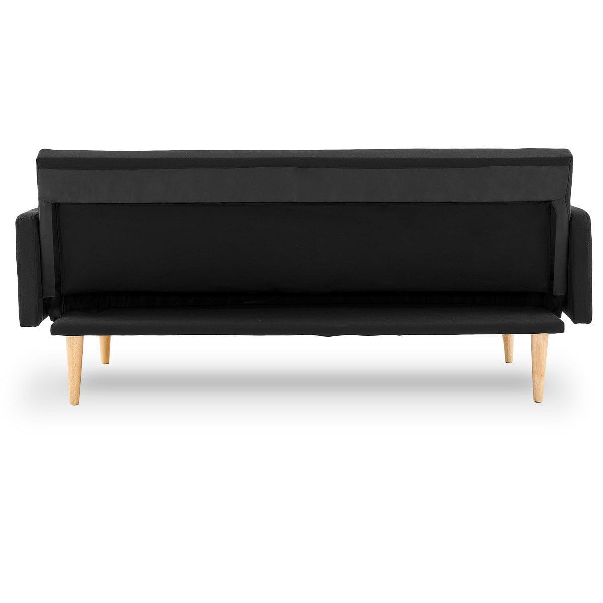 3-Seater Faux Linen Sofa Bed Couch - Black