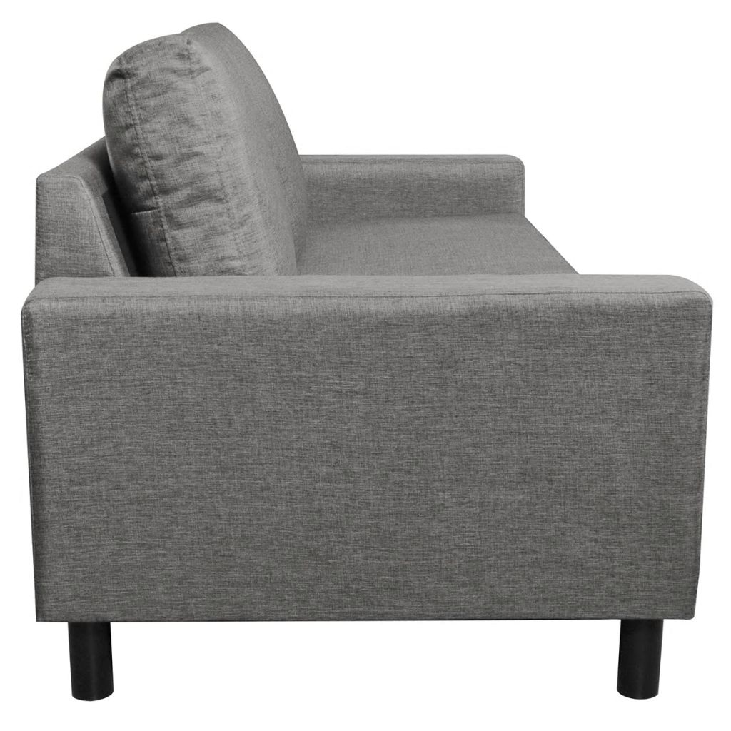 3-Seater Sofa Light Grey Fabric