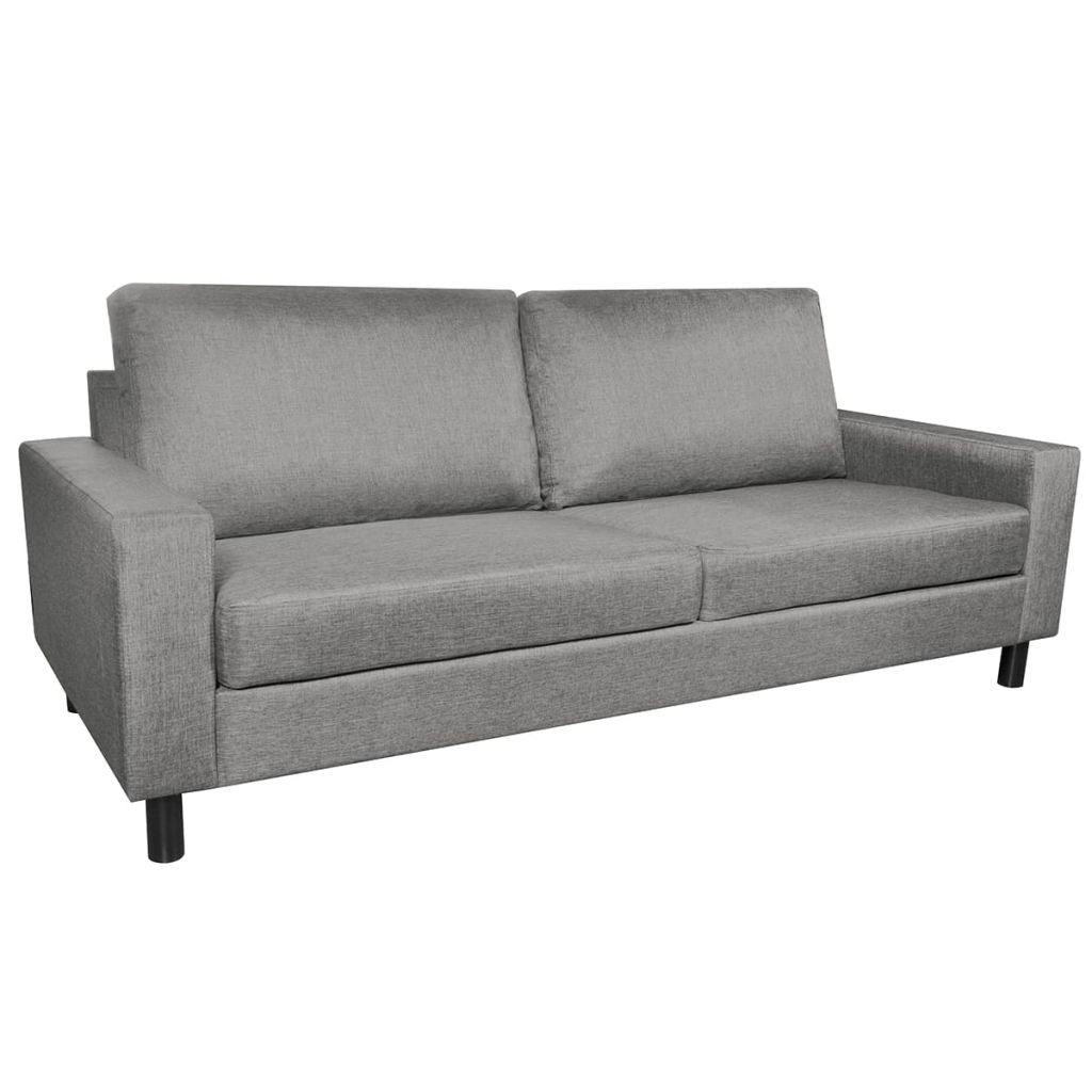 3-Seater Sofa Light Grey Fabric