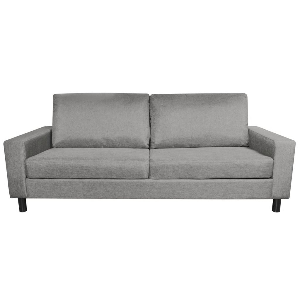 3-Seater Sofa Light Grey Fabric