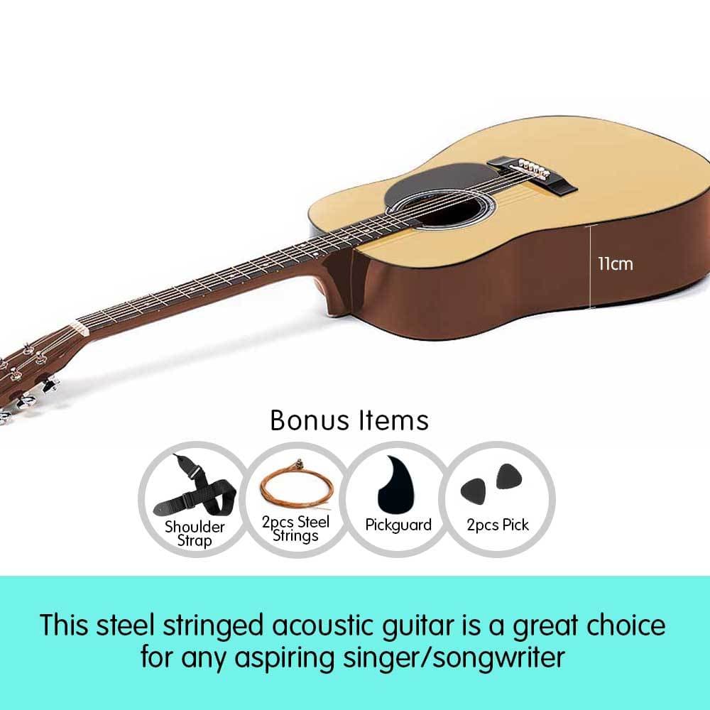 38in Cutaway Acoustic Guitar with guitar bag - Natural