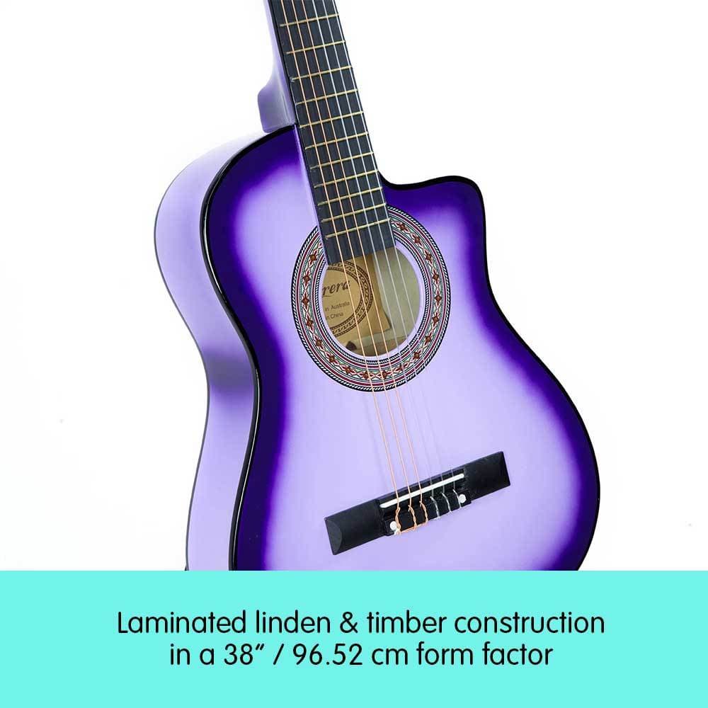 38in Pro Cutaway Acoustic Guitar with guitar bag - Purple Burst