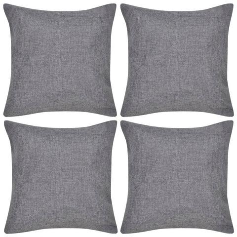 4 Anthracite Cushion Covers Linen-look 80 x 80 cm