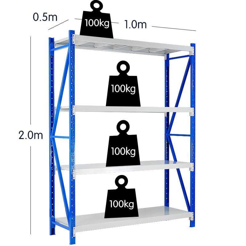 4-Bay shelving 4m-wide 400kg