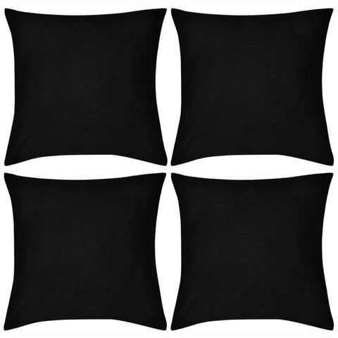 4 Black Cushion Covers Cotton 80 x 80 cm