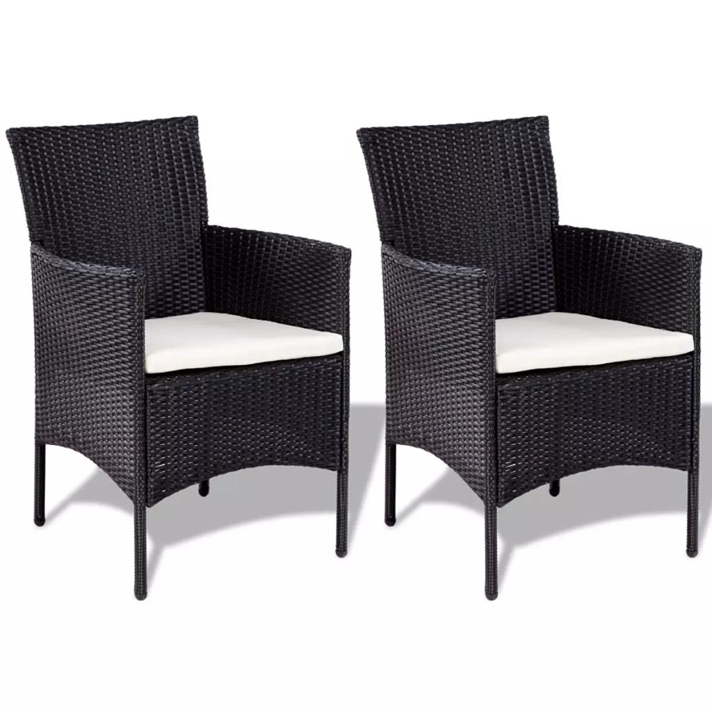 4 Piece Garden lounge Set with Cushions Poly Rattan Black