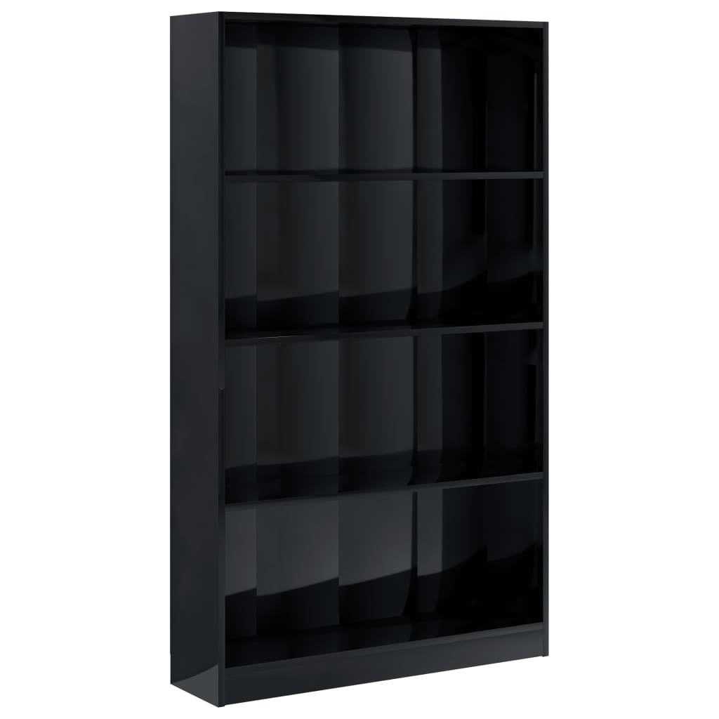 4-Tier Book Cabinet High Gloss Black 80x24x142 cm Chipboard