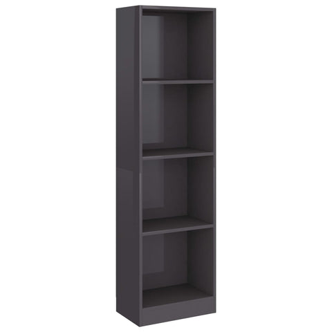 4-Tier Book Cabinet High Gloss Grey