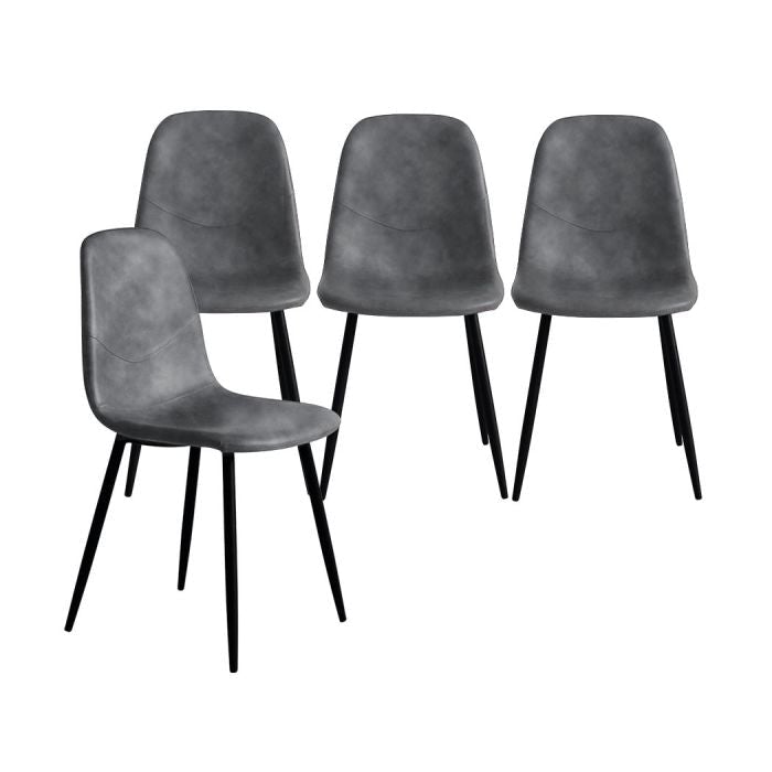 4x Dining Chairs Lounge Room Padded Seat PU Leather Brown/Grey