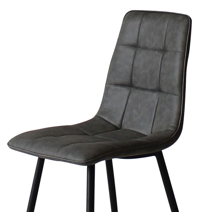 4x Dining Chairs Lounge Room Padded Seat PU Leather Grey/Blue