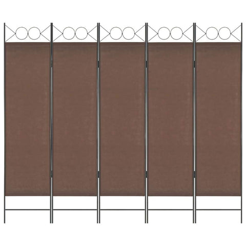 5-Panel Room Divider Brown 200x180 cm