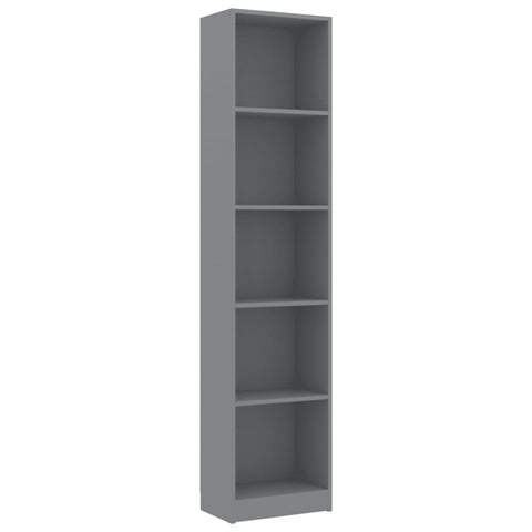 5-Tier Book Cabinet Grey / Chipboard