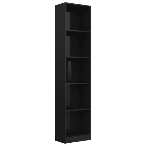 5-Tier Book Cabinet High Gloss Black, Chipboard