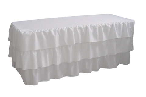 6 Foot 3 Tier Pleated White Table Cloth Trestle Cover