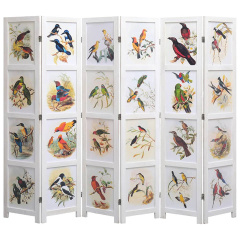 6-Panel Bird Room Divider White