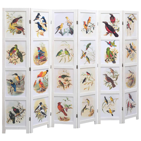 6-Panel Bird Room Divider White