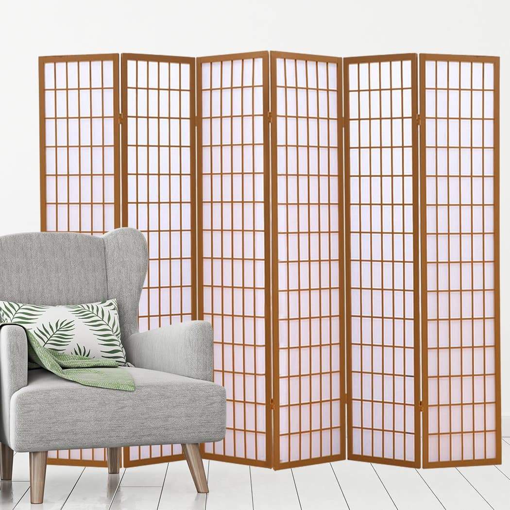 living room 6 Panel Free Standing Foldable Room Divider Wood Frame