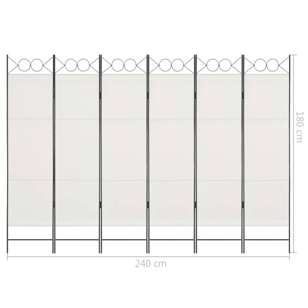 6-Panel Room Divider White 240x180 cm