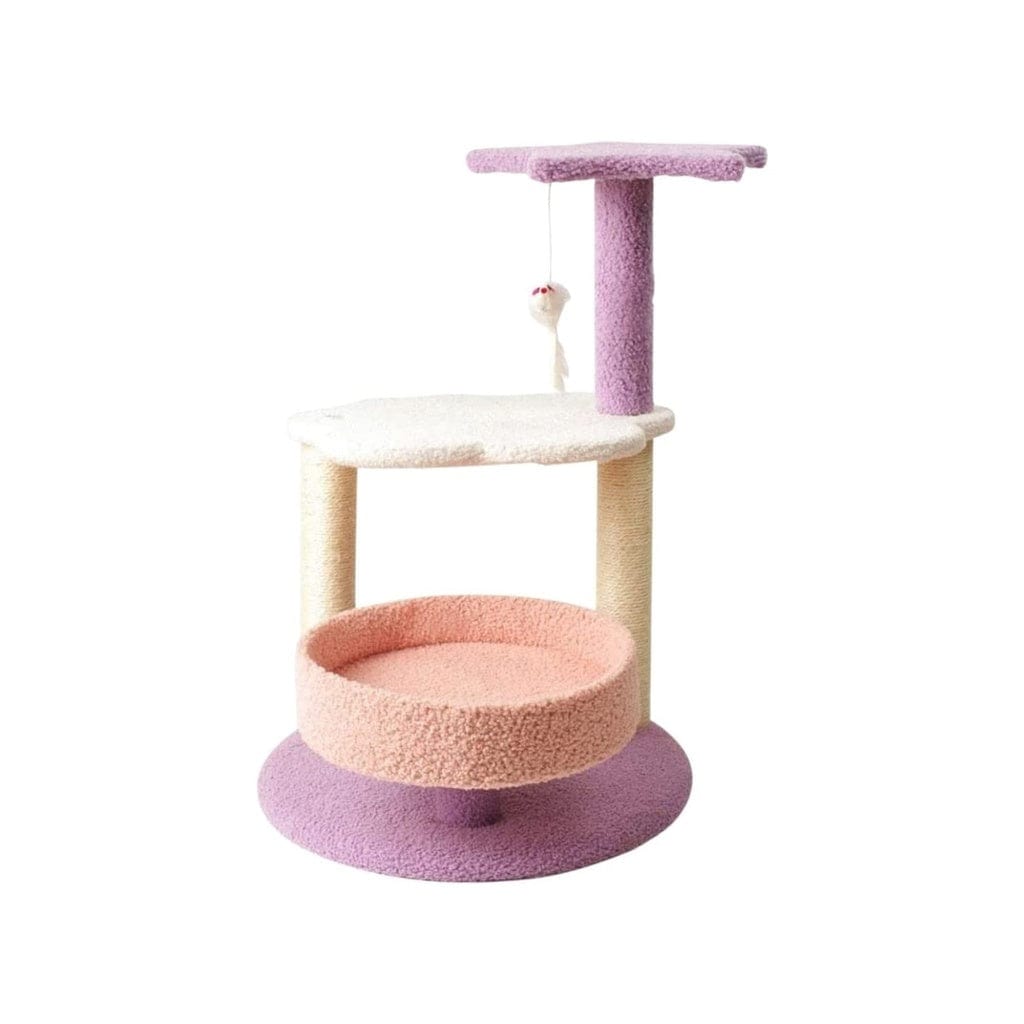 61cm Galaxy Plush Scratching Post Cat Tree Pink Purple