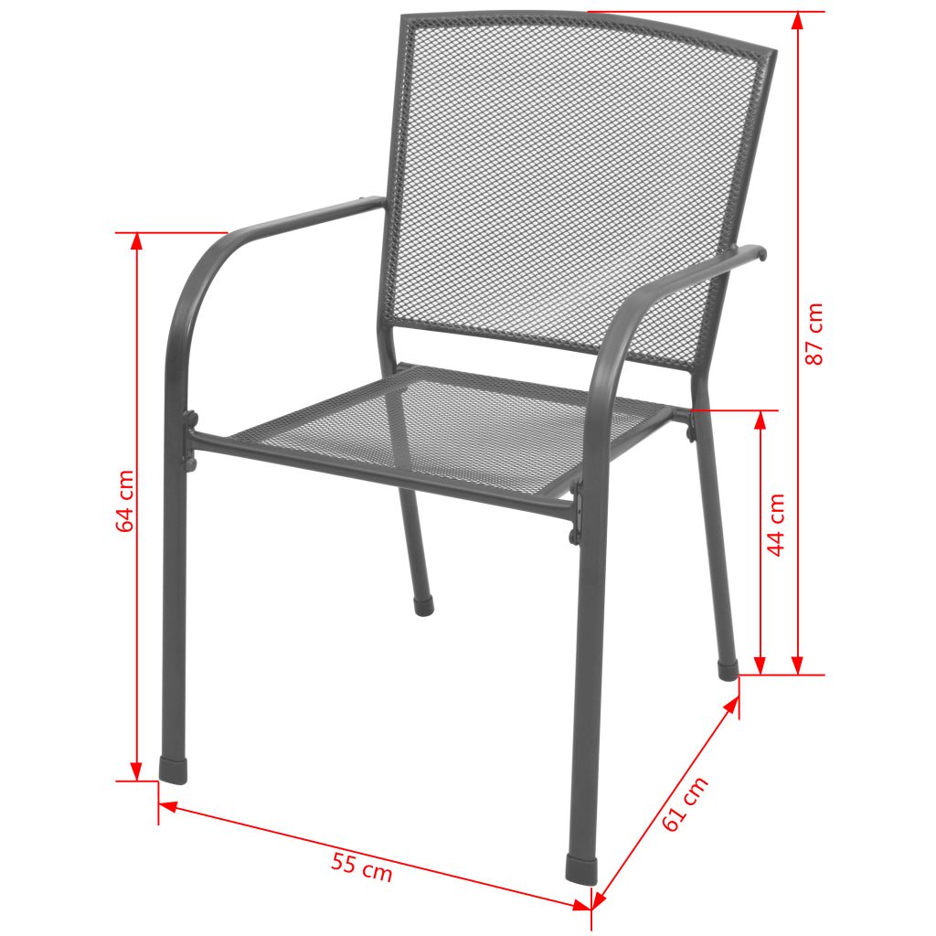 7 Piece Outdoor Dining Set Steel Anthracite