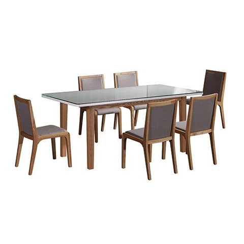 Furniture > Dining 7 Pieces Dining Suite Dining Table & 6X Chairs in White Top High Glossy Wooden Base