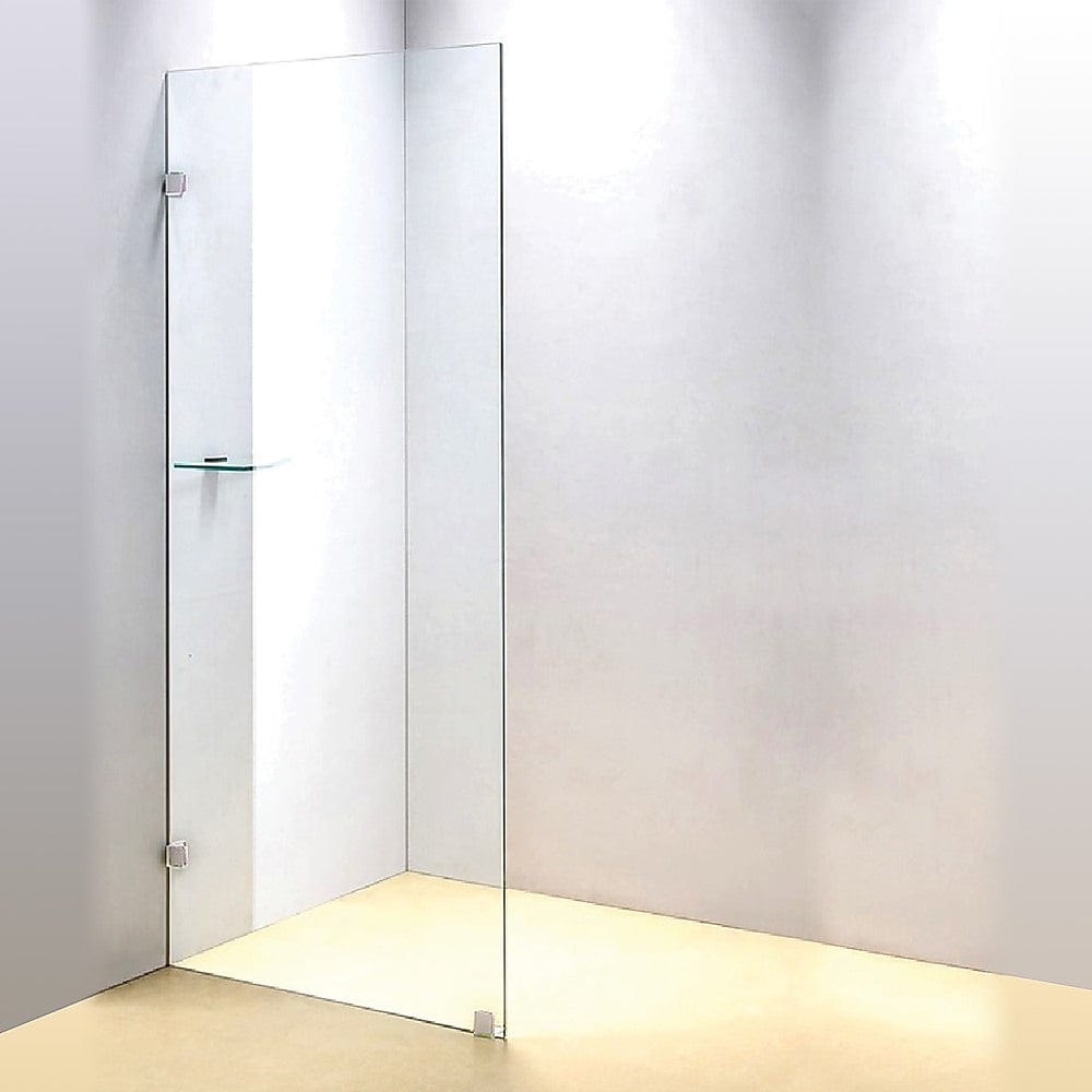 700 x 2000mm Frameless 10mm Safety Glass Shower Screen Chrome/Black