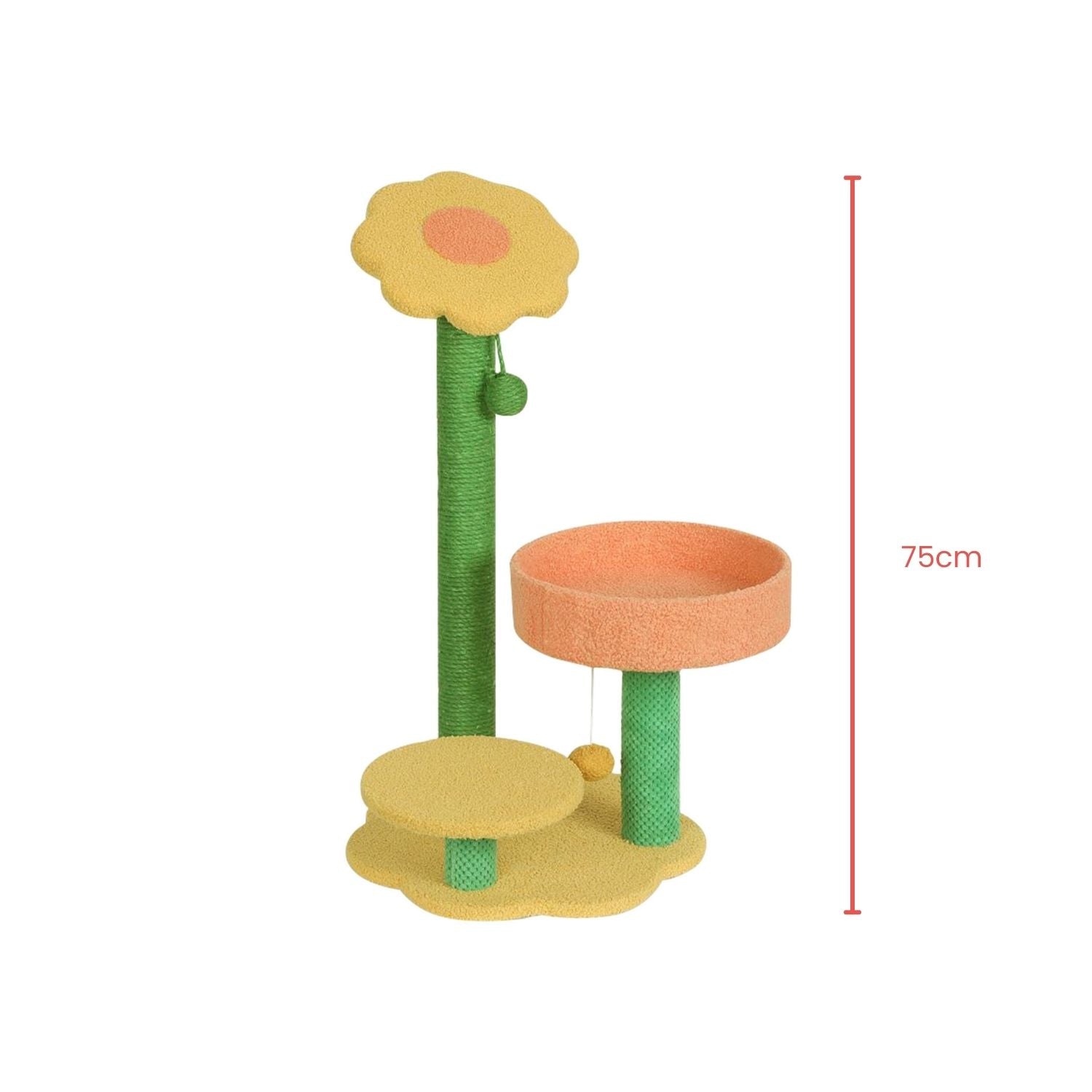 75cm Sunflower Plush Scratching Post Cat Tree