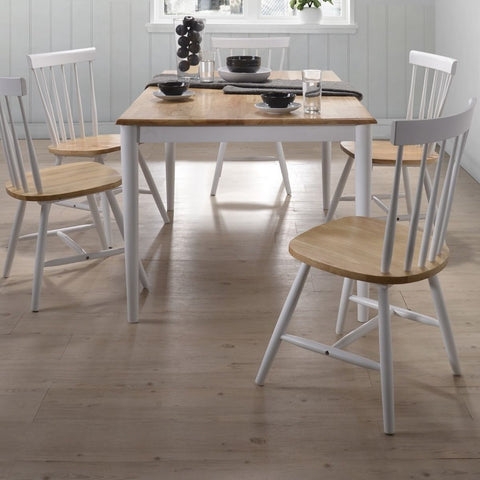 Furniture > Dining 7pcs Scandinavian Dining Sets 1.5m Table 6 Chairs in Danish Natural Oak