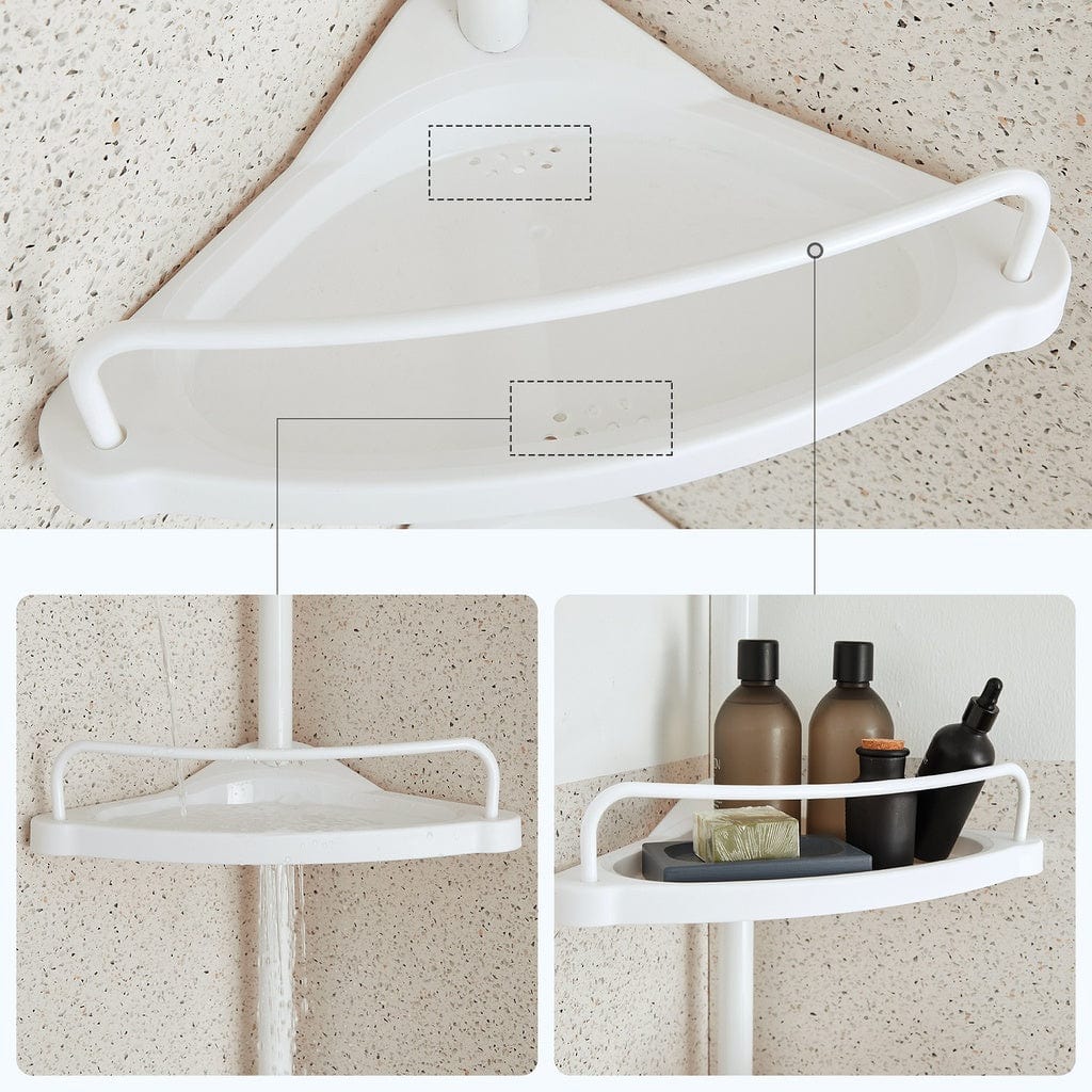 Adjustable Bathroom Corner Shelf with 4 Trays White