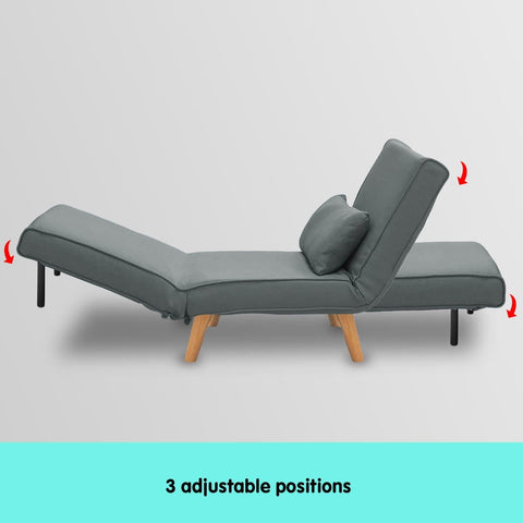 Adjustable Corner Sofa Single Seater Lounge Linen Bed Seat - Dark Grey