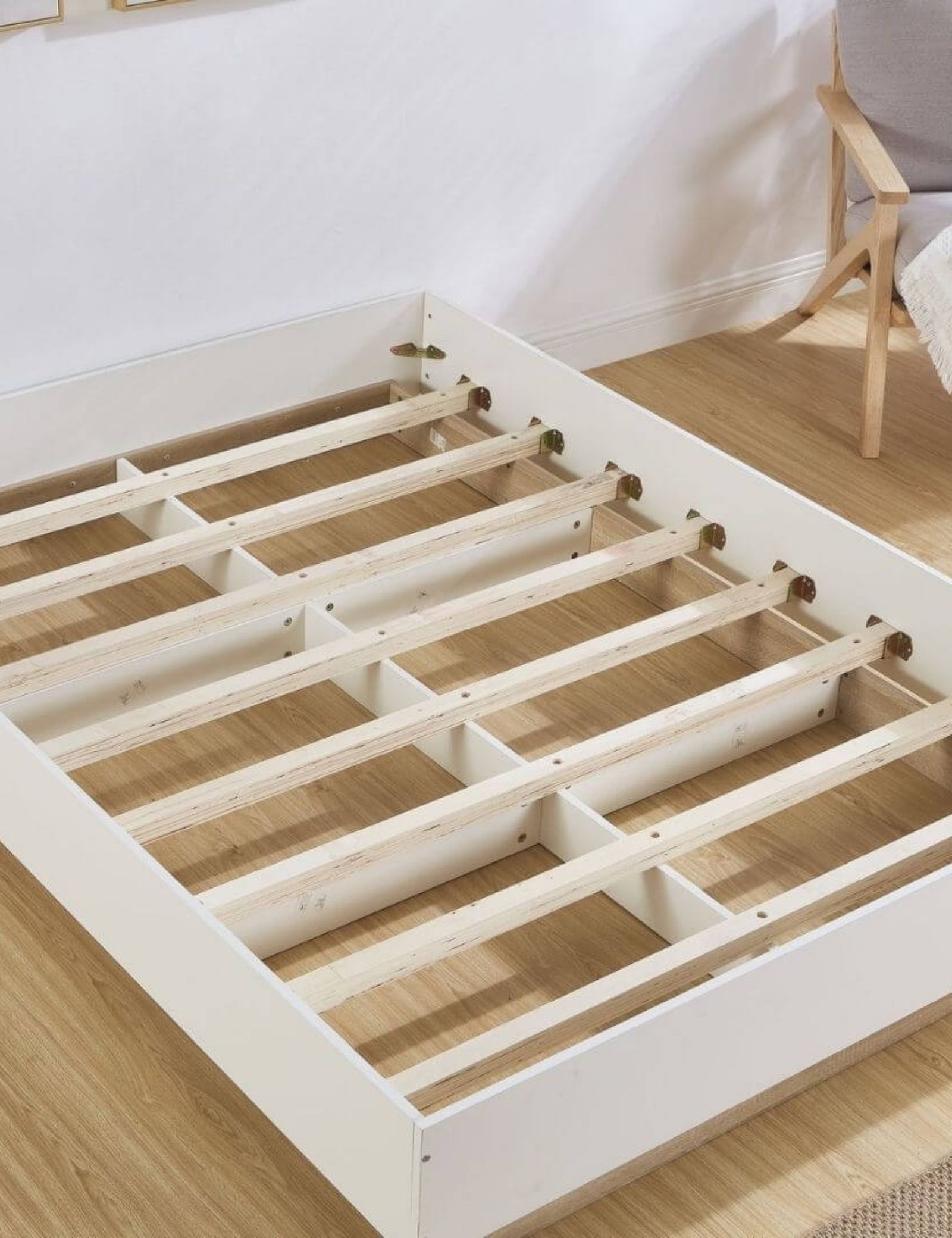 Furniture > Bedroom Aiden Industrial Contemporary White Oak Bed Base