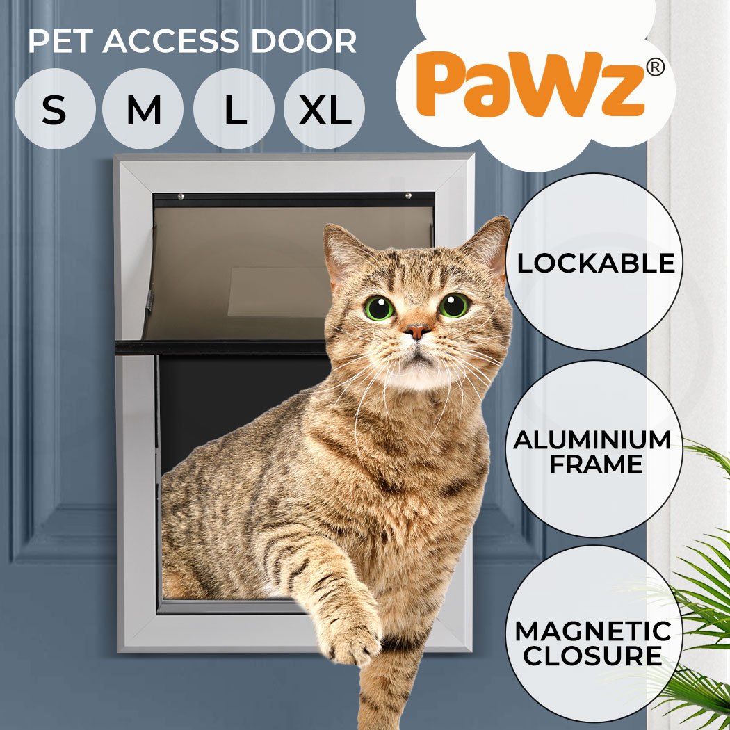 Pet Products Aluminium Pet Access Door Dog Cat Dual Flexi Flap For Wooden Wall S