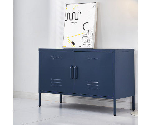 ArtissIn Base Metal Locker Storage Shelf Organizer Cabinet Buffet Sideboard Blue