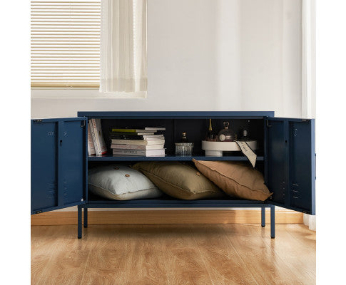 ArtissIn Base Metal Locker Storage Shelf Organizer Cabinet Buffet Sideboard Blue