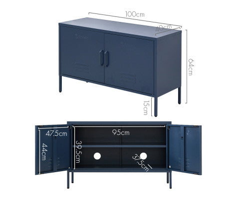 ArtissIn Base Metal Locker Storage Shelf Organizer Cabinet Buffet Sideboard Blue