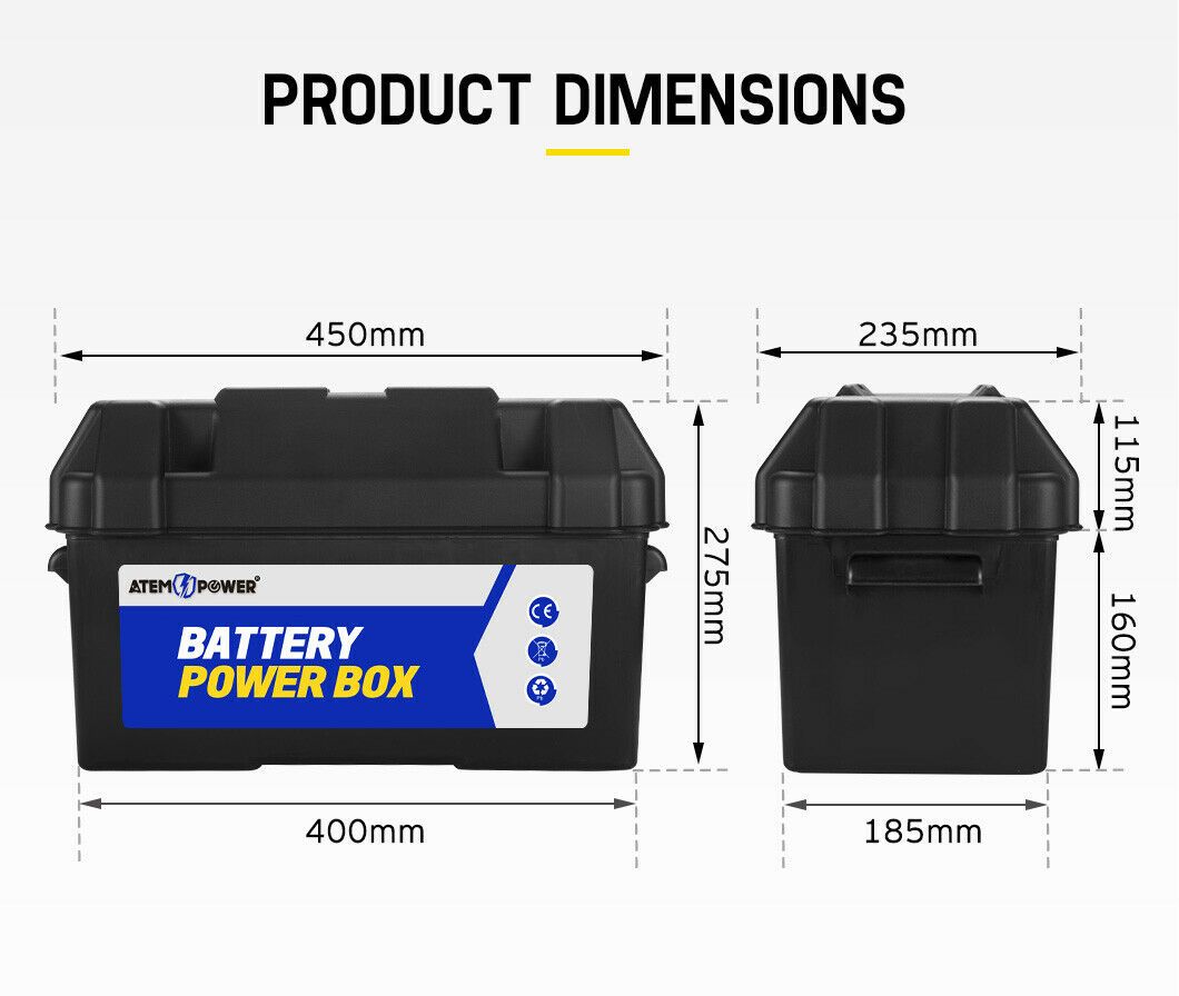 ATEM POWER AGM Battery Box Dual System 12V 24V 100 120 130 135 145AH Universal