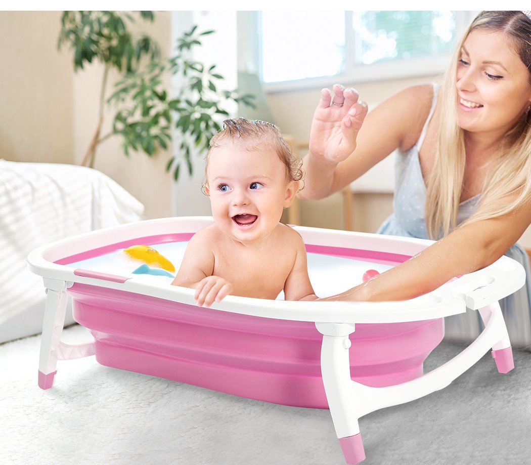 baby products Baby Bath Infant Foldable Tub Bathing Shower Pink