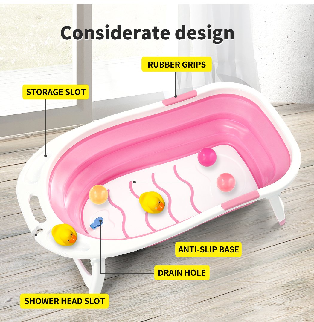 baby products Baby Bath Infant Foldable Tub Bathing Shower Pink