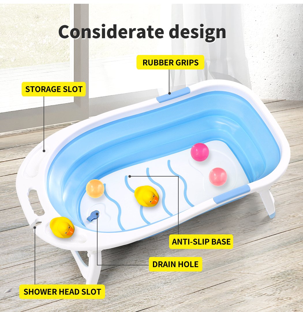 baby products Baby Bath Infant Foldable Tub Bathing Showerblue