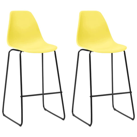 Bar Chairs 2 pcs Yellow Plastic