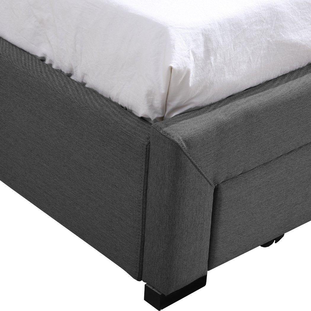 Bed Frame Bed Frame King Fabric With Drawers Grey